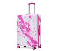 TheEshow Valise Cabine à roulettes multidirectionnelles en Polycarbonate de 28 Pouces, avec Motif imprimé et Cadenas à Code (Rose)