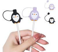 Thef-2 Pièces Protecteur De Câbles Pour Iphone Type-C Usb Avec Motif De Cartoon Pingouin, Protege Câbles Mignon Attaque De Câbles Avec Capuchon Anti-Poussière, Design Pour Les Filles Femmes Et Garçon