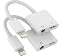 Thef-Adaptateur Casque 3,5 Mm Pour Apple Iphone 14 13 12 11 Pro Max 7 8 Plus X Se Xs Xr Pour Ipad Air (2 Pack) 2 En 1 Câble Aux Écouteurs Chargeur Dédoubleur Lightning Jack Casquettes Recharge Access