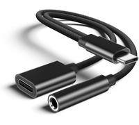 THEF-Adaptateur Casque USB C vers Jack 3.5mm [2 en 1] Type C vers 3.5 mm Aux Audio Charge Adaptateur, Câble Casque Chargeur Tressé Convertisseur Compatible avec Samsung Galaxy S23/S24+/S22/S21/Hua we