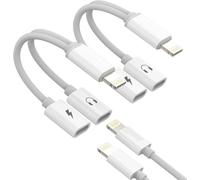 Thef-Adaptateur Lightning Jack Casquettes Câble Aux Pour Apple 2 En 1 (2 Pack)Rapide Charge Casque Accessoires Pour Iphone 14 13 12 11 Pro Max 7 8 Plus X Se Xr Pour Ipad Air Chargeur Écouteurs Audio