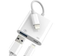 Thef-Adaptateur Lightning Vers Usb 2 En 1 Pour Iphone 14 13 12 Pro Max Lighting Chargeur Câble Adapter Pour Apple Ipad Otg Connecteur Lecteur Cartes Caméra Convertisseur Connexion Clavier Souris
