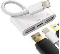 Thef-Adaptateur Lightning Vers Usb 3 En 1 Câble Otg Convertisseur Chargeur Jack Pour Apple Iphone 14 13 12 11 Pro Max 7 8 Plus X Pour Ipad Air Mini Accessoires Lecteur Cartes Connecteur Clé Clavier