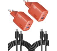 Thef-Chargeur Usb C, 30w 2-Port [Usbc + Usba] Prise Usb-C Chargeur Rapide Iphone Avec Câble Type-C, Multi Secteur Pd+Qc Typec Adaptateur Pour Iphone 16 15 Pro, Ipad Pro, Samsung Galaxy S24 Ultra