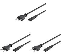 Thef-Goobay 97359 Câble De Raccordement Euro/Câble Secteur/Câble D'alimentation / 2 Fils / (Type C, Cee 7/16) Sur Prise D'appareil C7 / Noir / 0,5m (Lot De 3)