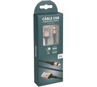 THEF-itense - Câble de charge rapide en nylon - Longueur câble:3m - Compatible Apple - Résistant - Puissance: 5W - Embouts renforcés pour une meilleure durabilité - Courant sortie: DC 5V / 1000 mAh