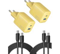THEF-Lot de 2 chargeurs USB C 30 W [USB-C + USB-A] Bloc d'alimentation multiple avec câble USB-C, fiche chargeur rapide PD 3.0, adaptateur USB C pour iPhone 16 15 Pro Max, iPad Pro, Samsung S24 Ultra