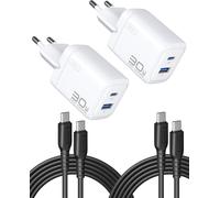 Thef-Lot De 2 Chargeurs Usb C Et A De 30 W, Multiples, Avec Câble Usb-C, Fiche Chargeur Rapide Pd 3.0, Adaptateur Usb C, Pour Iphone 16 15 Pro Max, Ipad Pro, Samsung S24 Ultra, Téléphone Portable, Et