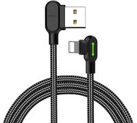 THEF-Mcdodo® LED à 90 degrés câble vers USB câble de Recharge Rapide Câble de données 2 A en Alliage de Zinc en Nylon Anti-Bending Anti-Fracture Compatible iPhone X 8 7 6 Plus iPad iPod (1.8 m)