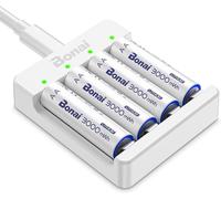 Thef-Piles Rechargeables Lithium Aa 1,5v - Chargeur Rapide Avec 4 Packs D'accus 3000mwh Haute Capacité, Faible Auto-Décharge, Protection De Charge Intelligente - Chargeur De Type C