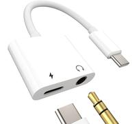 Thef-Usb C À 3.5mm Casque Adaptateur (2in1) Microphone De Charge Dédoubleur Type D'aux Câble Splitter Type C Dongle Compatible Pour Samsung Pour Apple Iphone 15 Chargeur Headphone Auto Accessoires Tp