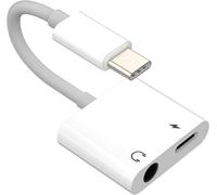 Thef-Usb C A 3.5mm Casque Adapter(2in1)Pour Iphone Aux Câble Dac Audio Typoc Écouteurs Microphone Type C Charge Splitter Pour Ipad Dongle Chargeur Fil Headphone Compatible Samsung Pour Apple Tpc-3.5