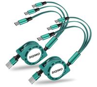 Thef-Usb Type C Câble Rétractable Charge Rapide[1m 3a 2-Paquet], Chargeur Sync Qc 3.0 Avec 3 Connecteurs Usb C, Pour Samsung Galaxy S22 S21 S20 S10 S9 Note 20, Huawei, Pixel, Moto, Sony (Green)