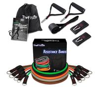 TheFitLife Bandes de Résistance avec Poignées - jusqu'à 110/150/200/250/300 lbs Empilables, Sangles Cheville, Ancrage Porte, Sac Inclus