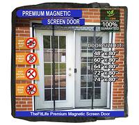TheFitLife Moustiquaire magnétique pour porte double - Rideau en maille avec crochet et boucle sur tout le cadre, aimants puissants, fermeture automatique pour porte de terrasse, porte coulissante,