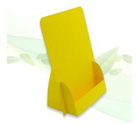 thefoldstands Lot de 5 présentoirs pliables « design jaune » pour dépliants format A5, 14,8 x 21 cm, vertical, en carton écologique, utilisation à court et moyen terme