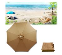 THEGA Auvent De Parasol De Rechange, 2 M/2,7 M/3 M, Housse De Rechange, Housse De Rechange en Tissu pour Parasol avec 6/8 Baleines, pour Parasol De Jardin(Khaki,8 ribs-3m(9.8ft))