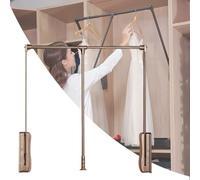 THEGA Barre De Penderie Escamotable en Aluminium, Tringle De Garde-Robe Rabattable, Largeur Réglable, Charge Max. 10 Kg, Installation Facile pour Suspendre Les Vêtements