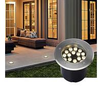 THEGA Éclairage Extérieur - Lampe Jardin LED Encastrer dans, Projecteur LED Encastré Étanche IP67, Lampe De Sol AC85-265V, Luminaire Rond en Acier Inoxydable Jardin Et Pelouse(Warm White Light,9W)