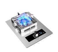 THEGA Gaziniere Gaz Acier Inoxydable, Cuisinière À Gaz Portable D'intérieur, Cuisinière À Gaz À Brûleur Unique, Minuterie À Feu Élevé À Neuf Cavités De 5,2 W, avec Protection Anti-Extinction(NG)