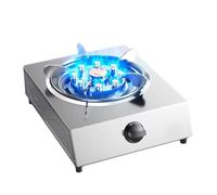 THEGA Gaziniere Gaz Acier Inoxydable, Cuisinière À Gaz Portable D'intérieur, Cuisinière À Gaz À Brûleur Unique, Minuterie À Feu Élevé À Neuf Cavités De 5,2 W, avec Protection Anti-Extinction(NG)