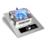 THEGA Gaziniere Gaz Acier Inoxydable, Cuisinière À Gaz Portable D'intérieur, Cuisinière À Gaz À Brûleur Unique, Minuterie À Feu Élevé À Neuf Cavités De 5,2KW, avec Protection Anti-Extinction(NG)