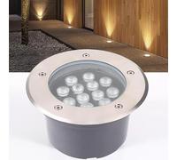 THEGA Lumière Jardin Enterré - Spot Encastrable LED Exterieur, Éclairage Chemin d'éclairage au Sol Rond AC 220 V, projecteur Sol intégré étanche IP67, lampadaire pelouse/terrasse/Jardin(White,12W)