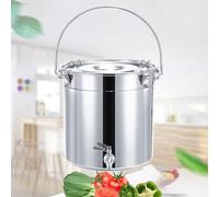 THEGA Marmite avec Robinet - Marmite À Soupe avec Couvercle, Seau À Soupe en Acier Inoxydable 201/seau Scellé/Seau De Transport, Réservoir À Vin avec Robinet, pour Eau, Lait, Thé(12L)