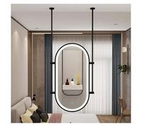 THEGA Miroir avec Lumière LED - Miroir Suspendu Flottant en Métal, Miroir en Verre HD À Commandes Tactiles, Luminosité Réglable, Idéal pour Entrée, Vestiaire Et Décoration Intérieure(Black,60x90cm)