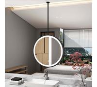 THEGA Miroir Mural Rond, Miroir Suspendu Au Plafond avec Éclairage LED, Lumières Dimmables À 3 Couleurs, Cadre Métallique Flottant - Idéal pour Meuble Vasque, Maquillage Et Rasage(Black,60x60cm)
