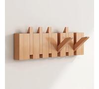 THEGA Patères Murales en Bois - Cintre Rabattable Robuste pour Ranger Manteaux, Clés, Chapeaux, Peignoirs Et Serviettes(Beech,6 Hooks)