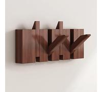 THEGA Patères Murales en Bois - Cintre Rabattable Robuste pour Ranger Manteaux, Clés, Chapeaux, Peignoirs Et Serviettes(Walnut,4 Hooks)