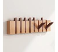 THEGA Patères Murales en Bois - Cintre Rabattable Robuste pour Ranger Manteaux, Clés, Chapeaux, Peignoirs Et Serviettes(Walnut-Beech,8 Hooks)