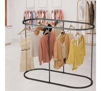 THEGA Portant à Vêtements Rond en Fer - Support Commercial sur Pied, Ovale pour Chambres, Vitrines de Boutiques, Buanderie (Black)