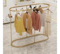 THEGA Portant À Vêtements Rond sur Pied - Ovale Commercial en Fer pour Les Chambres, Vitrines De Boutiques, Buanderie (Gold)