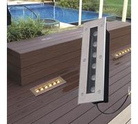 THEGA Projecteuencastré Extérieur - Lampe Jardin Enterrée 24V, Lampadaire Linéaire Rectangulaire, Spot Exterieur Encastrable Sol Étanche IP67, Projecteur Encastré Au Sol(Red,85-245V(9W))