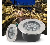 THEGA Projecteur D'extérieur Rond Encastrer dans Le Sol - Éclairage Extérieur Encastré Au Sol, Projecteurs Extérieurs Étanches IP66 Enterrer, AC85-265V Lampe Jardin Enterré(Yellow,36w)