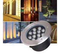 THEGA Projecteur D'extérieur Rond Encastrer dans Le Sol - Éclairage Extérieur Encastré Au Sol, Projecteurs Extérieurs Étanches IP66 Enterrer, AC85-265V Lampe Jardin Enterré(Blue,9w)