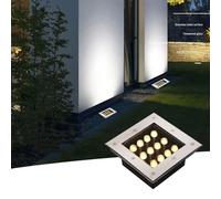 THEGA Projecteurs Encastrables Carrés - Éclairage Extérieur De Sol, Projecteur LED Encastrable Étanche IP66, Lampe Jardin Enterré AC 85-265V, pour Allée, Jardin Ou Chemin.(Yellow Light,12W)