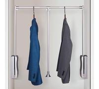 THEGA Rail De Penderie À Tampon Hydraulique, Tringle À Vêtements Rabattable, Largeur Réglable De 550 À 1 250 Mm, Rail De Cintre pour Armoire À Retour Progressif, Gain De Place(Silver,700x930mm)