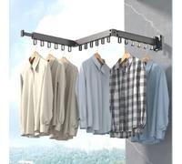THEGA Séchoir À Linge Mural, Étendoir À Linge Rétractable Et Pliable avec Un Design Peu Encombrant pour L'intérieur Et L'extérieur. Séchoir Formel Et Soigné(Three Rod - 114cm Long)