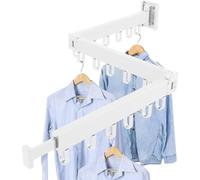 THEGA Séchoir À Linge Mural, Étendoir À Linge Rétractable Et Pliable avec Un Design Peu Encombrant pour L'intérieur Et L'extérieur. Séchoir Formel Et Soigné(Three Rod - 114cm Long (White))
