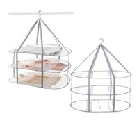 THEGA Séchoir À Mailles 3 Niveaux pour Pulls - Séchoir Suspendu Pliable, Paniers De Séchage Pliables pour Pulls, Jouets, Chaussettes Et Doudounes, Utilisation Intérieure Et Extérieure, Portable(2pcs)