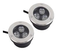 THEGA Spot LED D'extérieur 2 Pièces - Spot Encastrable Extérieur Ultra Fin 3 W LED, Lumière Enterrée Extérieure Étanche IP67, Spot Pelouse Encastré Sol, Lampe Jardin Paysager(Cool White,24V)