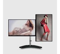 THEGA Support Double Écran - Support pour Écran D'ordinateur De Bureau À Double Écran, Base Cantilever Réglable, Support TV Pivotant, pour Écran Plat De 14 À 27 Pouces