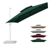 THEGA Toile De Remplacement pour Parasol À Deux Niveaux, Toile De Remplacement Carrée De 3 X 3 Mètres pour Parasol, Toile De Remplacement pour Parasol De Jardin Ou De Terrasse(Green)