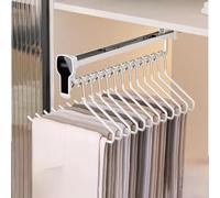 THEGA Tringle À Vêtements Coulissante Multifonction, avec Penderie Intégrée, Porte-Pantalon Extensible Et Antidérapant, Cintre pour Vêtements, Charge Maximale 30 Kg(White,30.5cm/12in)