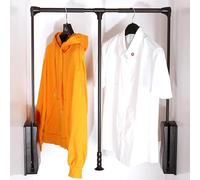 THEGA Tringle À Vêtements Rabattable, Largeur Réglable De 550 À 1 250 Mm, Rail De Penderie À Tampon Hydraulique, Rail De Cintre pour Armoire À Retour Progressif, Gain De Place(Black,930x1250mm)