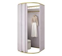THEGA Vestiaire Temporaire Mobile Et Portable avec Protection De La Vie Privée, Cabine D'essayage pour Magasin De Vêtements avec Rideau D'ombrage, Vestiaire Pliable Et Présentoir pour Centre(Gray)