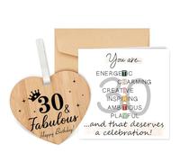 TheGiffter Carte d'anniversaire 30 ans pour femme avec plaque en bois en forme de cœur - Carte d'anniversaire pour femme - Carte d'anniversaire pour elle - fille, tante, sœur, cousine, collègue